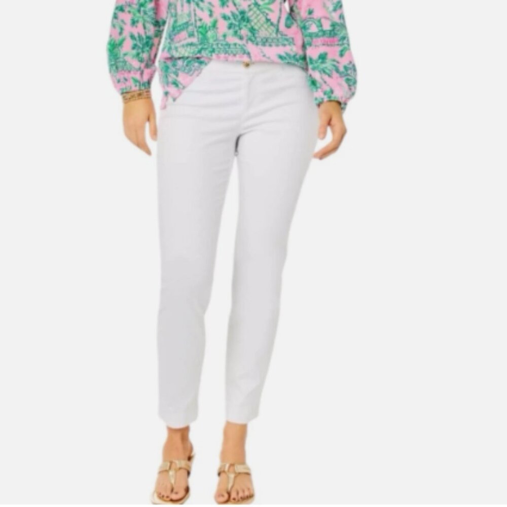 Lilly Pulitzer Kelly Jacquard Skinny Ankle Pant Resort White Size 4
